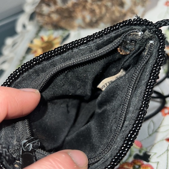 Tiny Beaded Evening Bag ‘ONLY THE ESSENTIAL’ 4” Square Crossbody Micro Purse - Picture 3 of 4